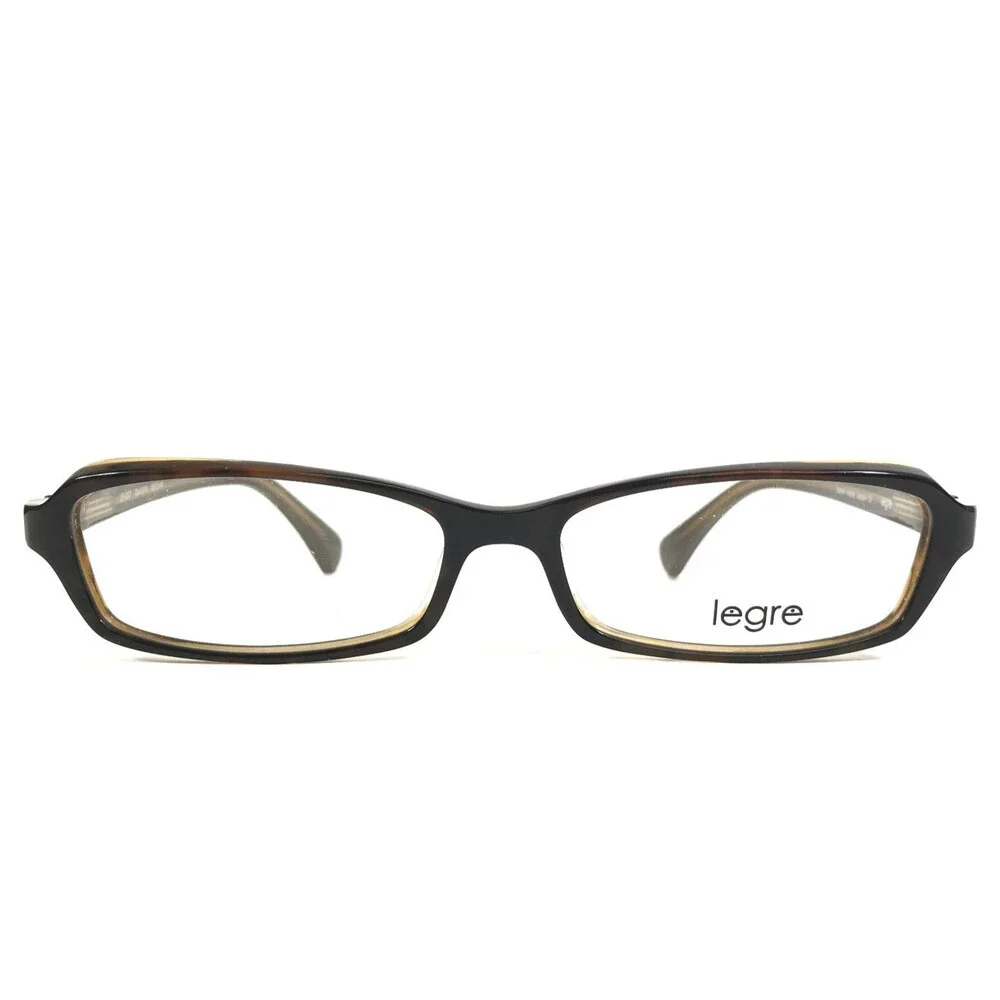 Legre Eyeglasses Frames LE-037 Col. 315 Shiny Brown Rectangle Full Rim 52-16-128